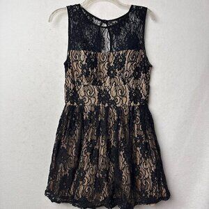B DARLIN dress women‎ 11/12 black lace lined sleeveless whimseygoth dark fairy